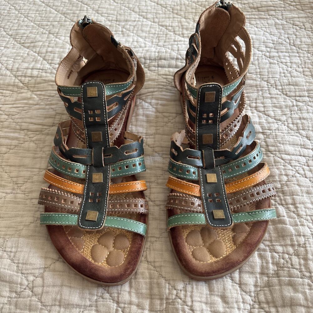 L'Artiste by Spring Step Flourish Wedge Sandals Women's EU 41 US 10 Brown